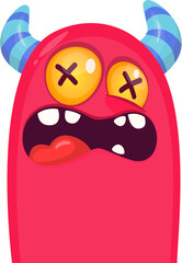 .Funny cartoon monster character. Illustration of cute and happy creature or alien. Halloween vector design isolated