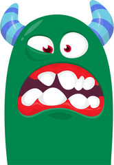 .Funny cartoon monster character. Illustration of cute and happy creature or alien. Halloween vector design isolated