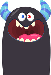 .Funny cartoon monster character. Illustration of cute and happy creature or alien. Halloween vector design isolated