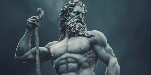 Fototapeta na wymiar Statue of an ancient Greek god Poseidon