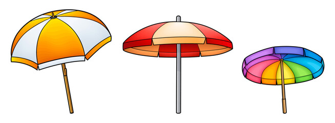 Cartoon cute doodle sunshade umbrellas set. © KTVector