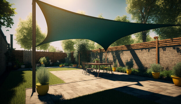 Garden Shade Sail pictures Realistic AI Generated image