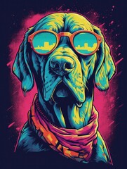 Funny dog retro design. Print for T-shirts. Generative AI