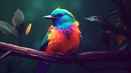 an animated bird, vibrant colors, cinematic ambience, bird of paradise, Generative AI