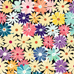 Garden flower, plants ,pattern vector design for fashion,fabric,wallpaper and all prints on black background color - 609961162
