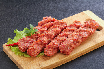 Raw beef kebab minced meat