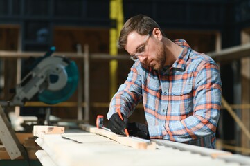 carpenter man furniture artisan handcrafted making woodwork at wood workshop