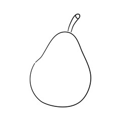 Vintage line art icon with Pear sketch isolated on white background. Hand drawn vector illustration for web design.