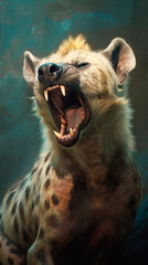 Obraz premium Portrait of a wild hyena. Hyaenidae. Generative AI
