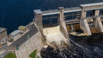 O'Brien's Bridge water dam, Clare Ireland -May,28, 2022,Parteen Weir