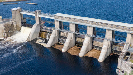 O'Brien's Bridge water dam, Clare Ireland -May,28, 2022,Parteen Weir