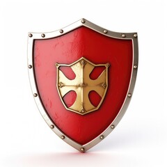 Protective Metal Shield Isolated on a White Background. Security. Generative AI