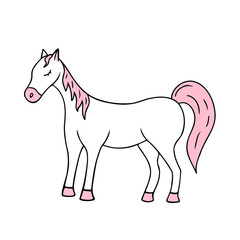 Horse, farm animal. Vector Illustration for printing, backgrounds, covers and packaging. Image can be used for greeting cards, posters, stickers and textile. Isolated on white background.