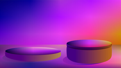 Beautiful twilight sky gradient 3D podium models