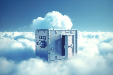 Concept of safe cloud storage illustration with Ai generative