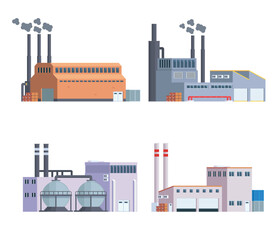 Obraz premium Vector element factory buildings collection. Flat design concept for city illustration 