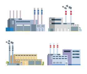 Obraz premium Vector element factory buildings collection. Flat design concept for city illustration 