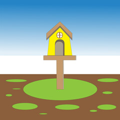 Vector illustration bird house suitable for your children book design