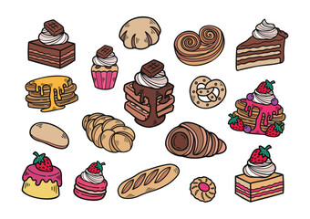 hand drawn dessert bakery collection