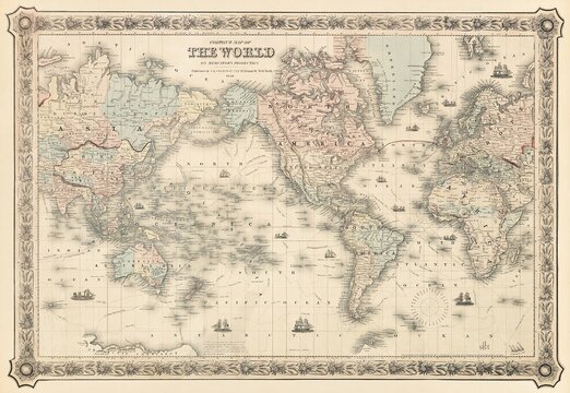 Vintage Map of the World (1858).