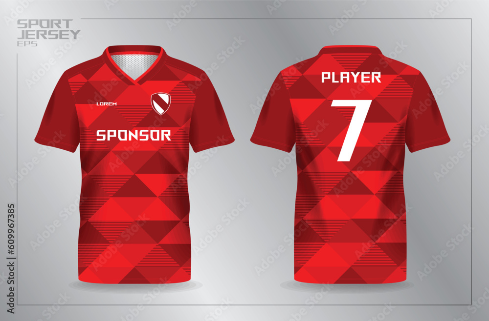 Sticker red sport jersey for football and soccer shirt template