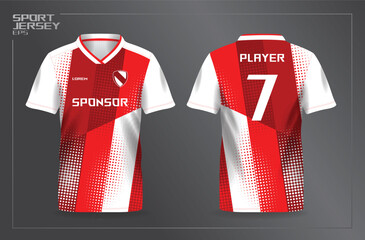 red sport jersey for football and soccer shirt template