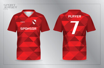 red sport jersey for football and soccer shirt template