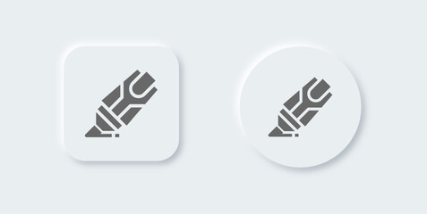 Highlighter solid icon in neomorphic design style. Marker signs vector illustration.