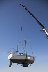 Sailboat on crane