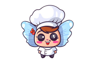 Cute chef mascot in chef's hat, displayed on a white background. Approachable and charming, perfect for layouts and graphic designs. Generative AI - obrazy, fototapety, plakaty