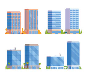 Vector element office buildings collection. High rise. Flat design concept for city illustration © Lemonstocks
