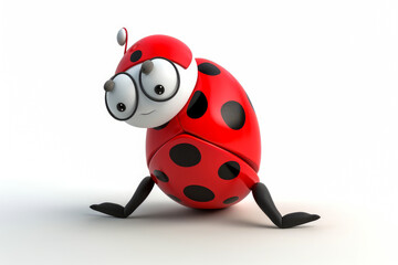 Fototapeta premium Charming coccinelle yoga mascot on a white background, showcasing an engaging pose in sporty attire. A delightful image that evokes emotions and stands out for marketing needs. Generative AI