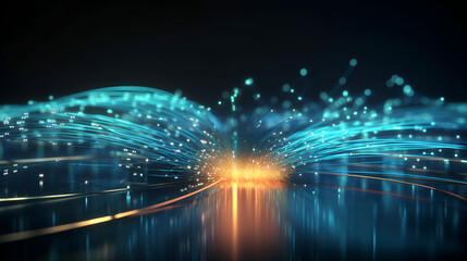 Fototapeta na wymiar Fiber optic network, speed data connection cable technology background, 3d illustration