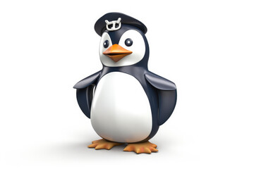 Obraz premium Irresistible penguin mascot in sailor attire, exuding captivating emotions, perfect for enhancing your marine-themed projects. Isolated on white background. (). Generative AI