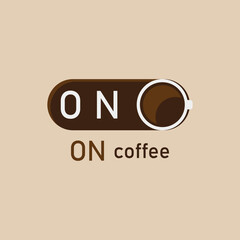 coffee shop logo design with on off button shape
