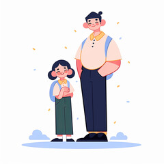 Obraz premium Father and child together. Illustration style. Generative ai