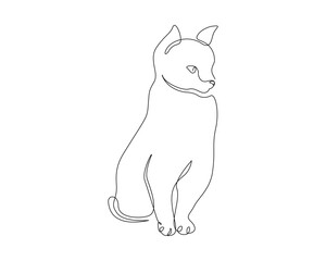 Continuous one line drawing of adorable cat. Cute cat line art vector illustration. Editable outline or stroke.