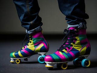 close up of feet wearing colorful. ai generative