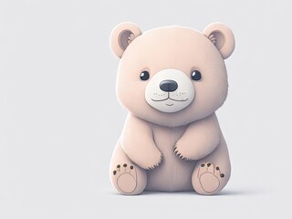 Cute baby a bear illustration 3d style on white background. ai generative