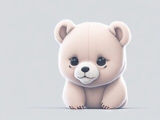 Cute baby a bear illustration 3d style on white background. ai generative