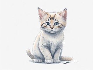 Cute baby cat illustration watercolor style. ai generative