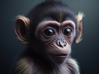 Highly detailed portrait of baby monkey. ai generative