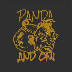 panda and mask design vector vintage for t shirt and apparel. panda simple street style vintage design fashion