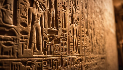 Obraz premium Ancient Egyptian culture Hieroglyphics, pharaohs, temples, monuments, ruins, spirituality generated by AI