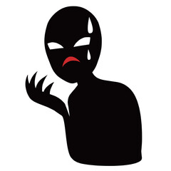 困る悪人イメージのシルエットの人物のイラスト素材