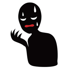 困る悪人イメージのシルエットの人物のイラスト素材