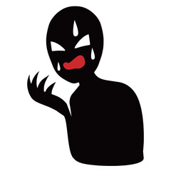 困る悪人イメージのシルエットの人物のイラスト素材