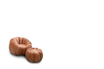 brown leather pumpkin stool furniture isolated on background for living room with clipping path.Bright pear-shaped soft chairs