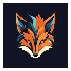 Fox shape mascot logo for fashion product company. modern flat color