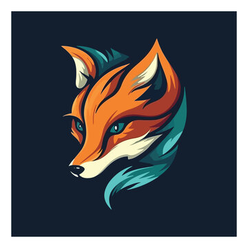 Fox shape mascot logo for fashion product company. modern flat color